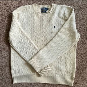 Polo By Ralph Lauren Premium 90% Merino Wool 10% Angora Rabbit Hair XL In Cream